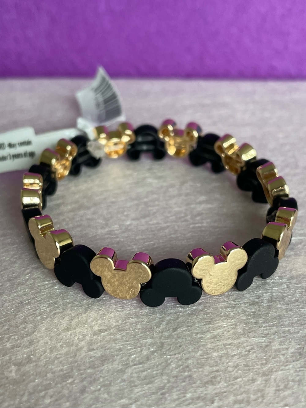 Disney Black and Gold Mickey Head Stretch Bracelet